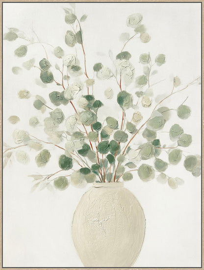 Soft Grove I Hand-Embellished Canvas In Frame - Sage / Ivory