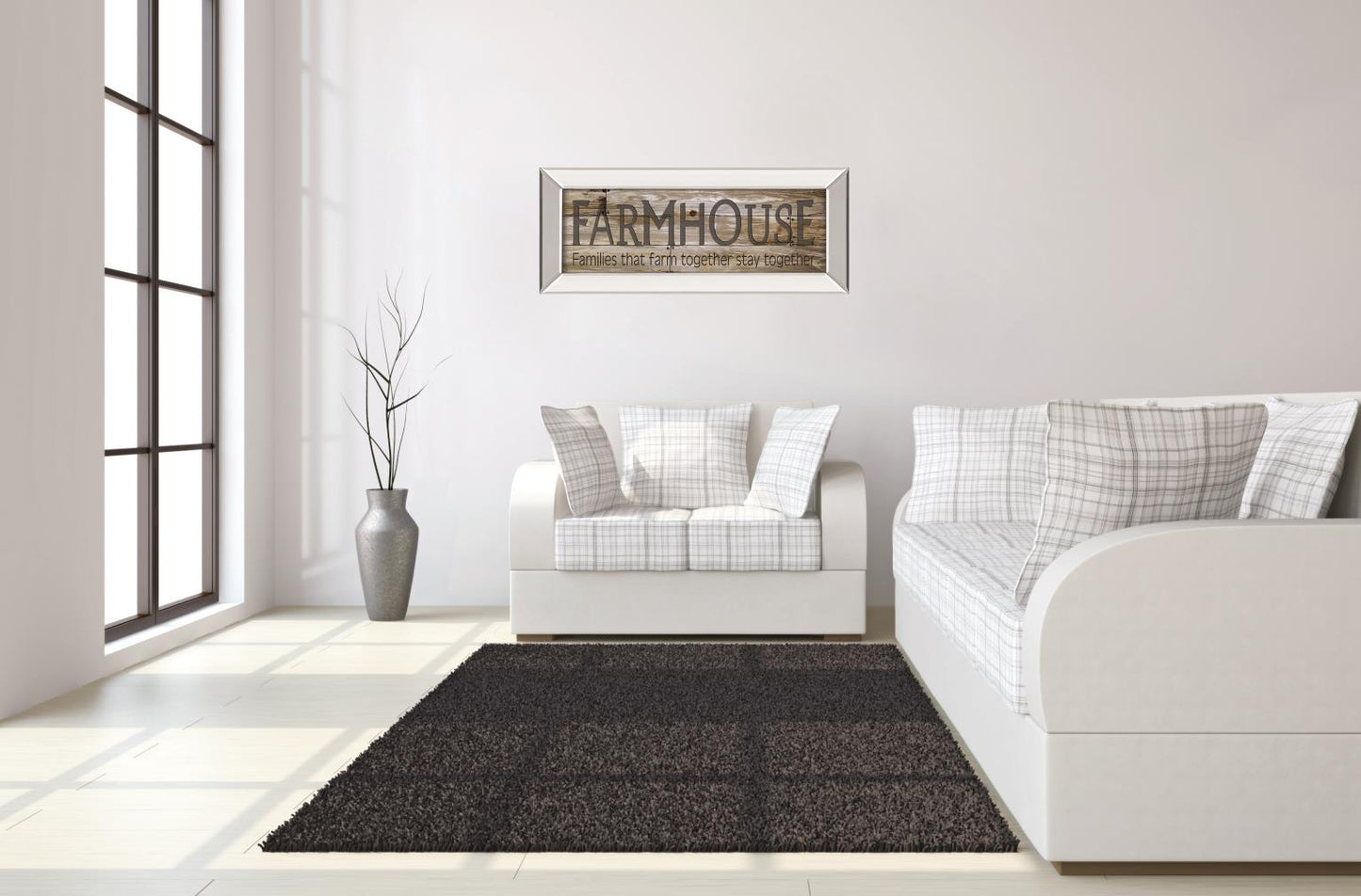 Farmhouse By Cindy Jacobs - Mirror Framed Print Wall Art - Dark Brown