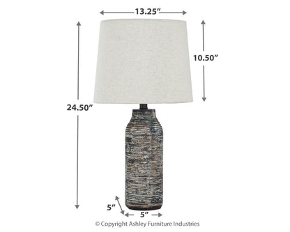 Mahima - Paper Table Lamp (Set of 2) - Black / White