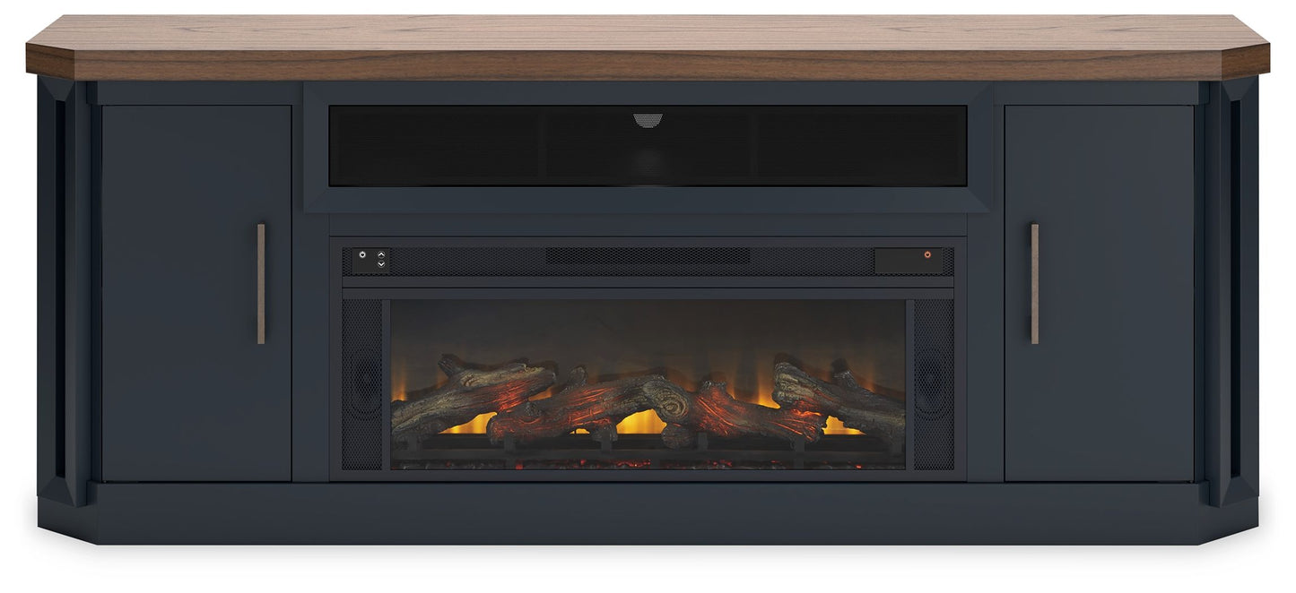 Landocken - Two-tone - 83" TV Stand With Electric Fireplace