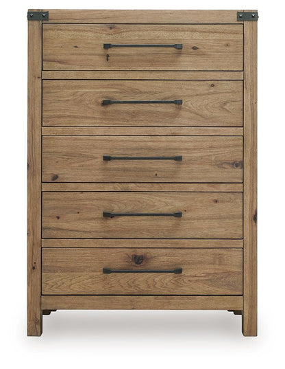 Ridgester - Five Drawer Chest - Light Brown