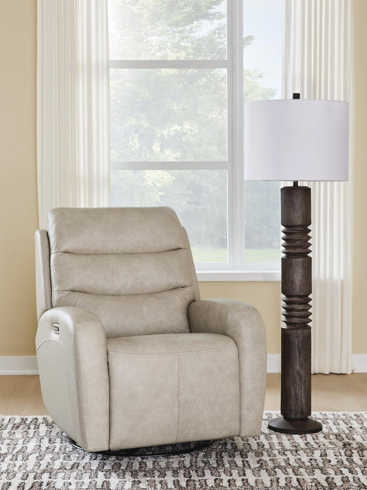Motion-Max - Swivel Glider Power Recliner - Stonewash
