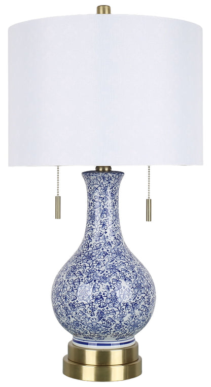 Cobalt Garden - 25 X 14 - Ceramic Table Lamp (Set of 2) - Cobalt Blue Floral Chinoiserie