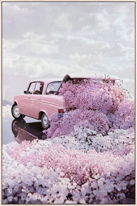 Blush Getaway Gloss Canvas In Frame - Pink / White