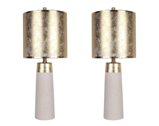 "Luxe Radiance" Ceramic Table Lamp (Set of 2) - Off White / Gold