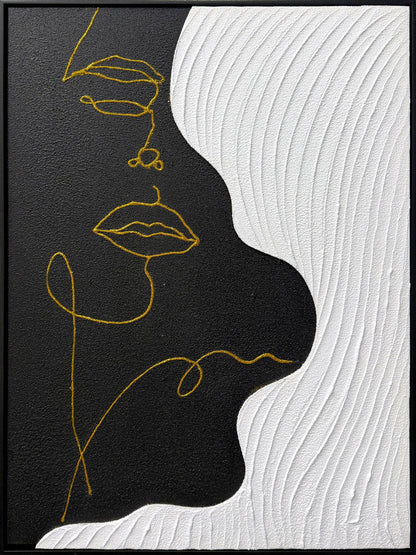 Contour Muse II Hand-Painted Canvas In Frame - Black / White
