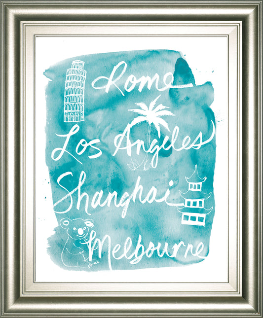 Sightseeing Il By Lottie Fontaine - Framed Print Wall Art - Blue