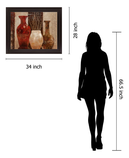 Umber Trio Harmony - 28" x 34" Framed Wall Art - Dark Brown