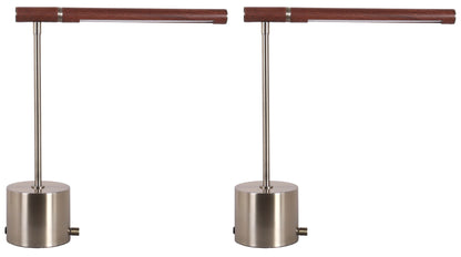 Walnut Horizon - 17 X 15 - Usb-C Charging, Metal Accent Lamp (Set of 2) - Antique Brass