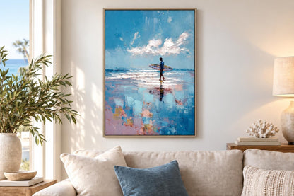 Surfside Reverie II - 28 X 40 - Hand-Embellished Canvas In Frame - Blue