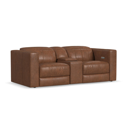 Austin - Power Reclining Loveseat with Console & Power Headrests - Dark Brown