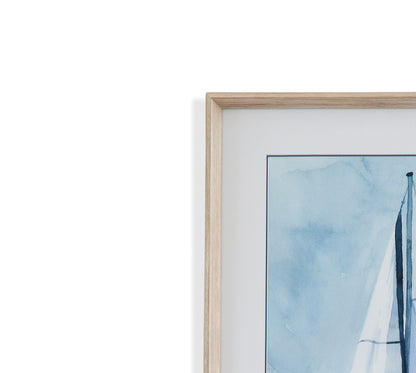 Lone Sailboat - Framed Print (Set of 2) - Blue