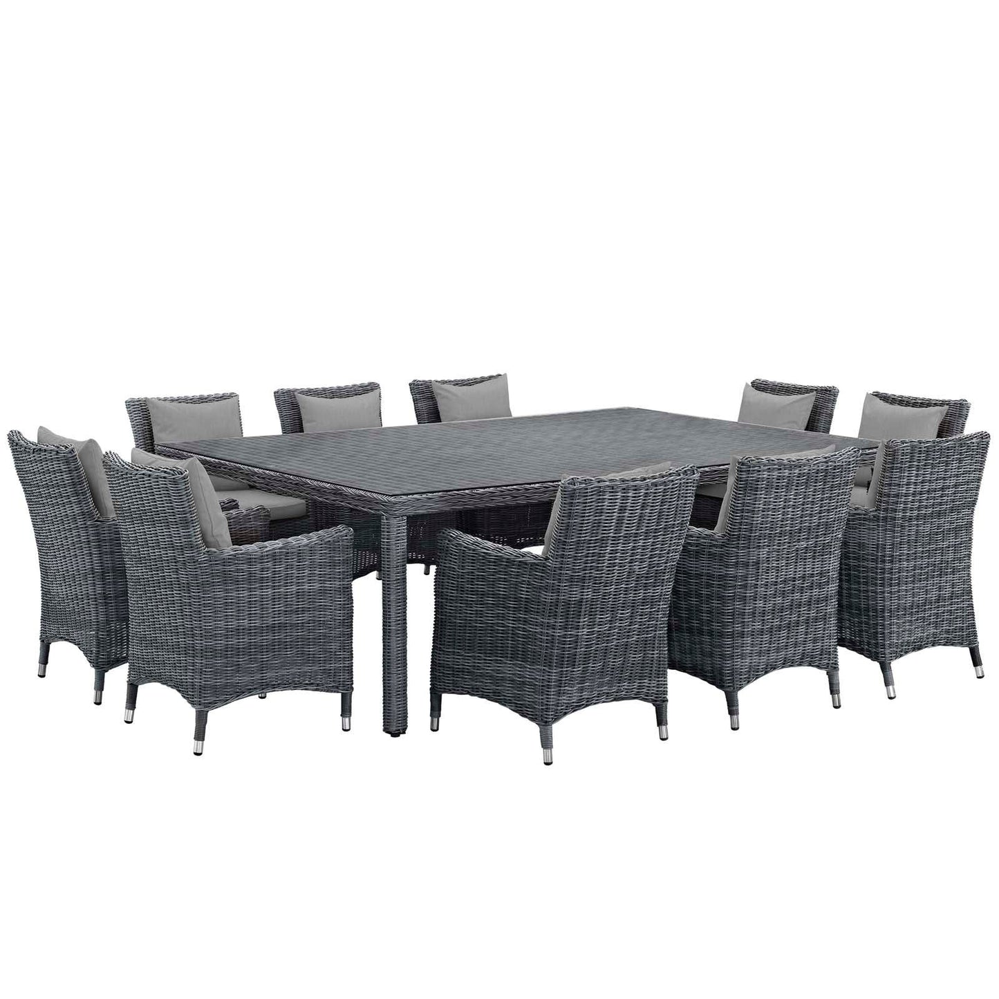 Summon 11 Piece Outdoor Patio Gray Sunbrella® Dining Set