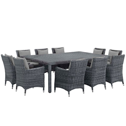 Summon 11 Piece Outdoor Patio Gray Sunbrella® Dining Set