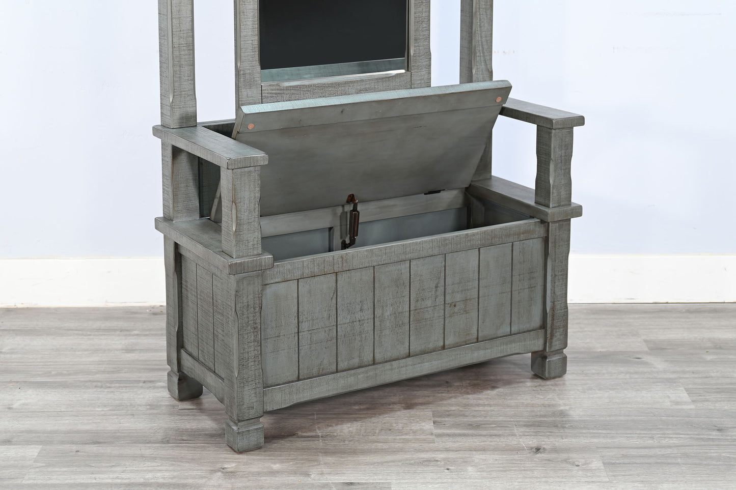 4-Hook Farmhouse Wood Hall Tree - Little Boy Blue