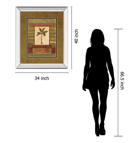 Cclassic Palm Il By Rebecca Burton - Mirror Framed Print Wall Art - Light Brown
