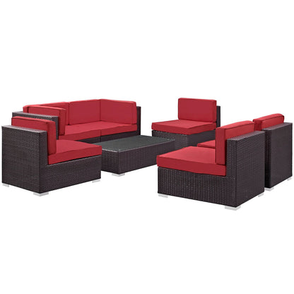 Aero 7 Piece Red Outdoor Patio Sectional Set