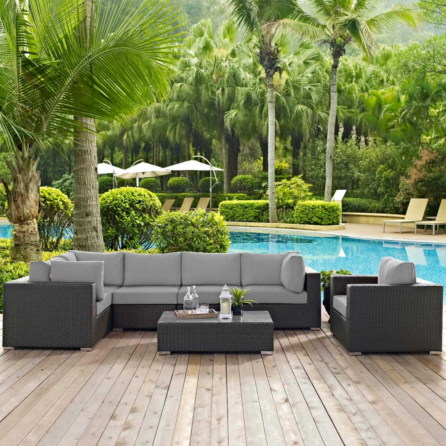 Sojourn 7 Piece Outdoor Patio Sunbrella® Sectional Set