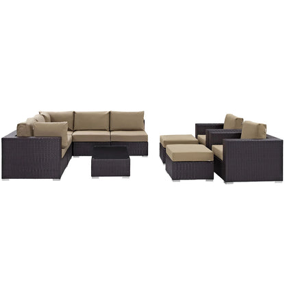 Convene 10 Piece Mocha Outdoor Patio Sectional Set