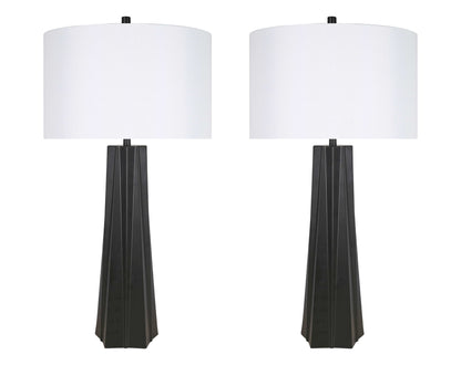 "Obsidian Glow" Metal Table Lamp (Set of 2) - Matte Black