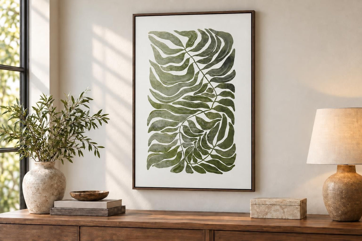 Frond Cadence I - 24 X 35 - Hand-Embellished Canvas In Frame - Green