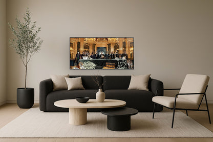Opulent Underworld Gathering - 32" x 63" Framed Wall Art - Gold