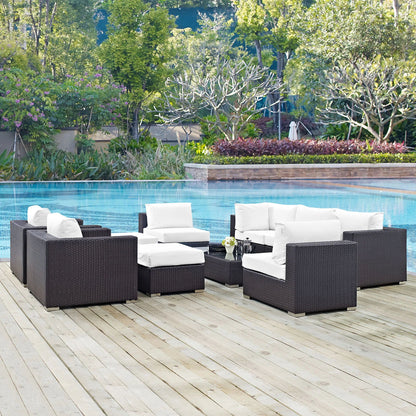 Convene 10 Piece White Outdoor Patio Sectional Set