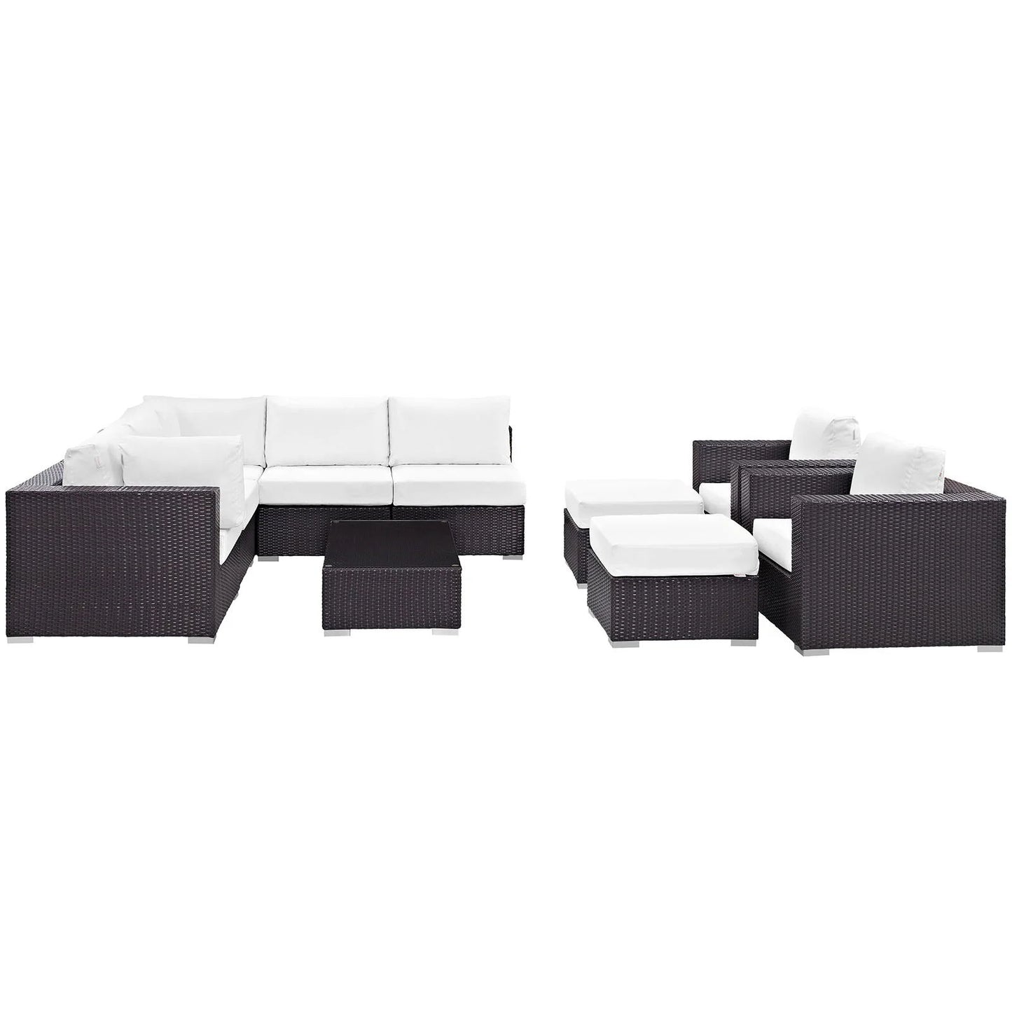 Convene 10 Piece White Outdoor Patio Sectional Set