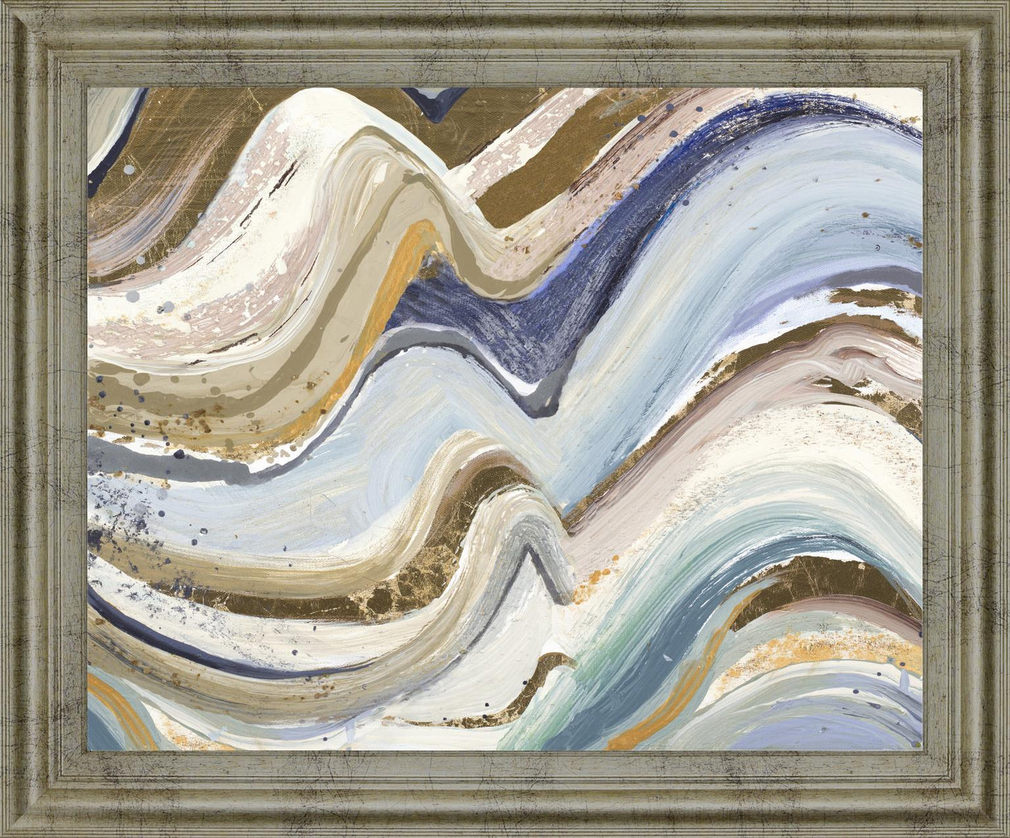 Golden Crest Waves - 28" x 34" Framed Wall Art - Beige