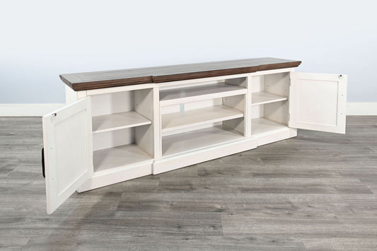 Pasadena - TV Console With Fireplace Option - Buckskin / Marble White