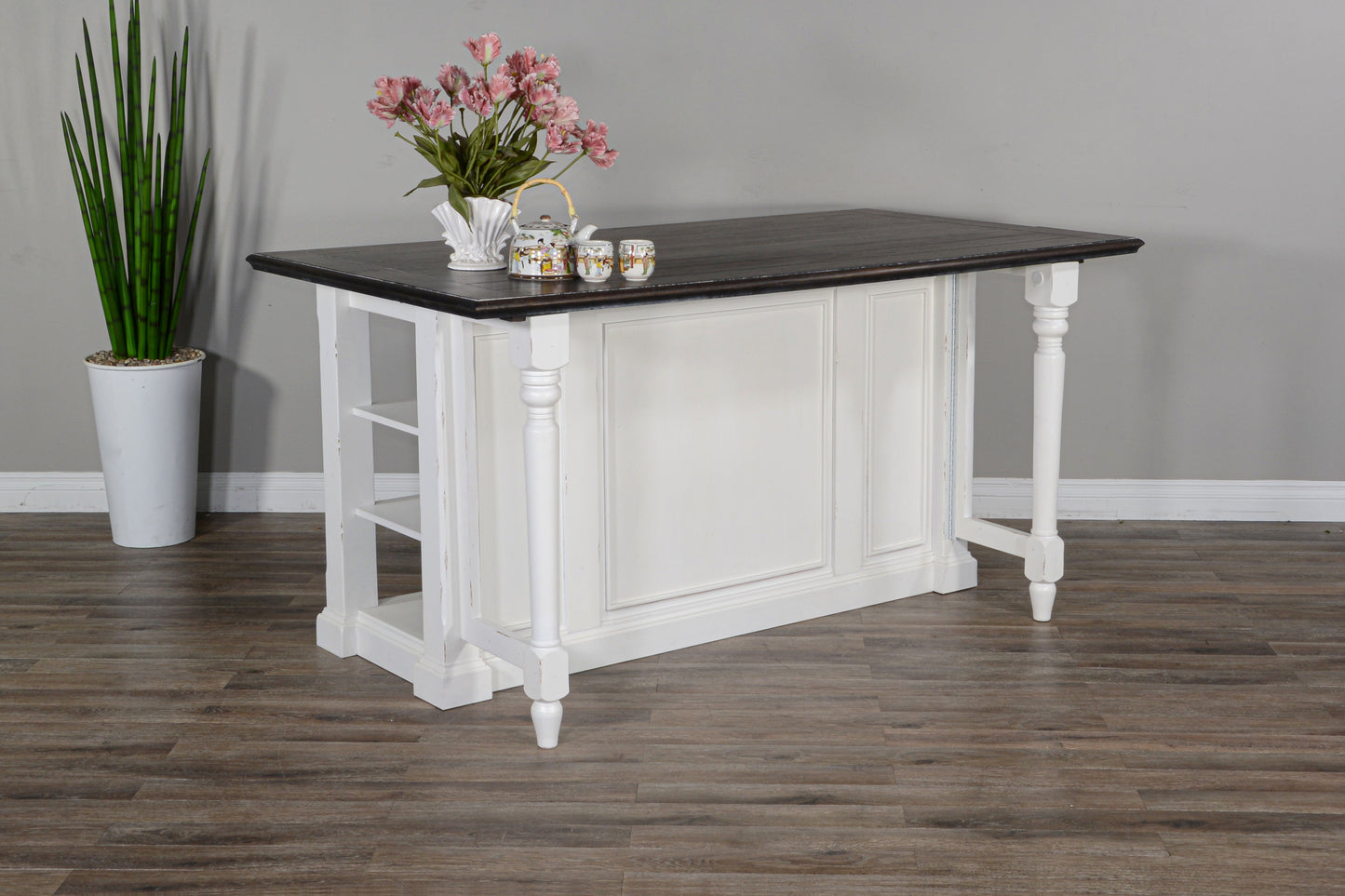 Carriage House - Kitchen Island - White / Dark Brown