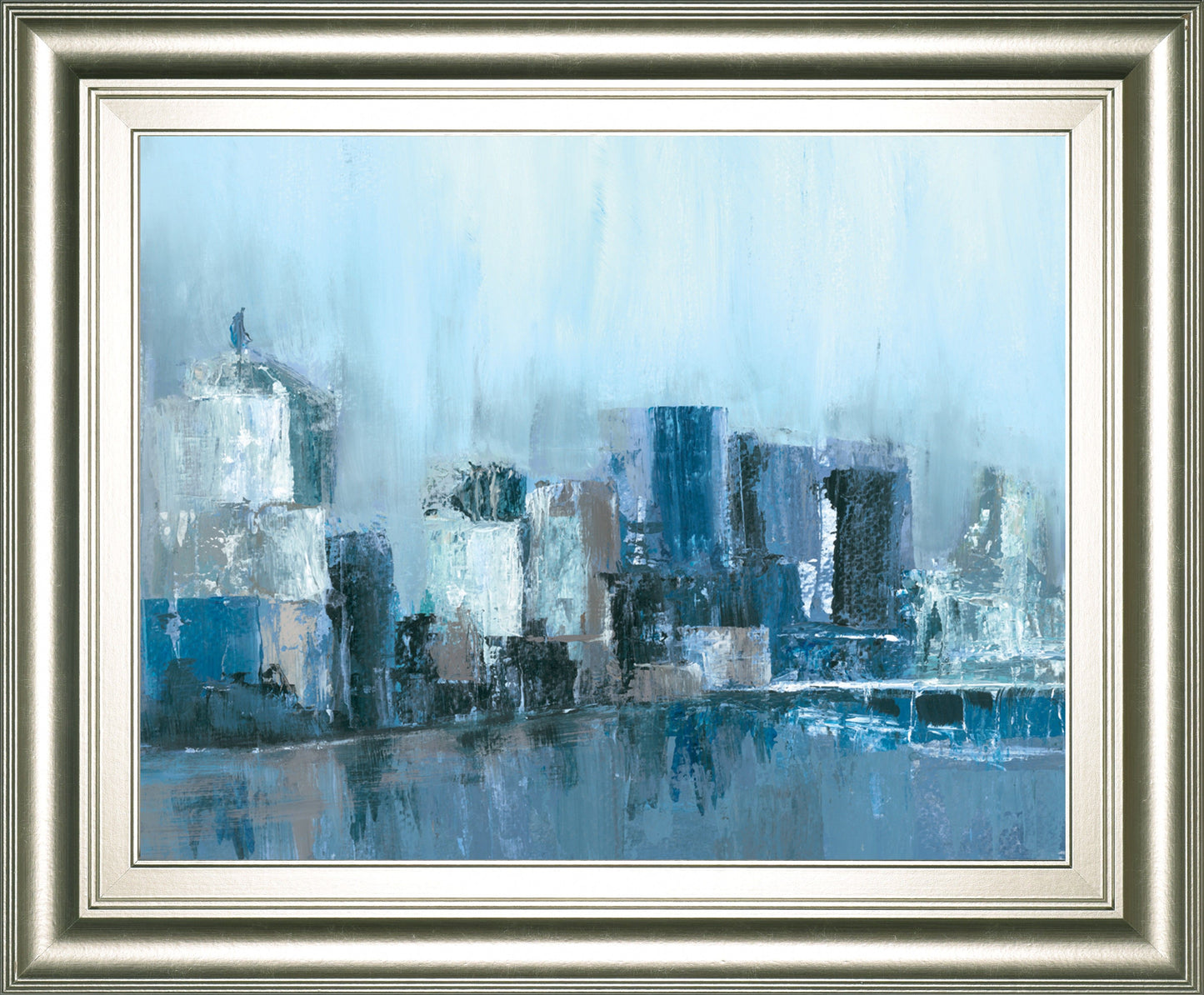 Citlylines By Jones, Cy - Framed Print Wall Art - Light Blue