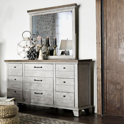 Bear Creek - Dresser & Mirror - Whitewashed Gray