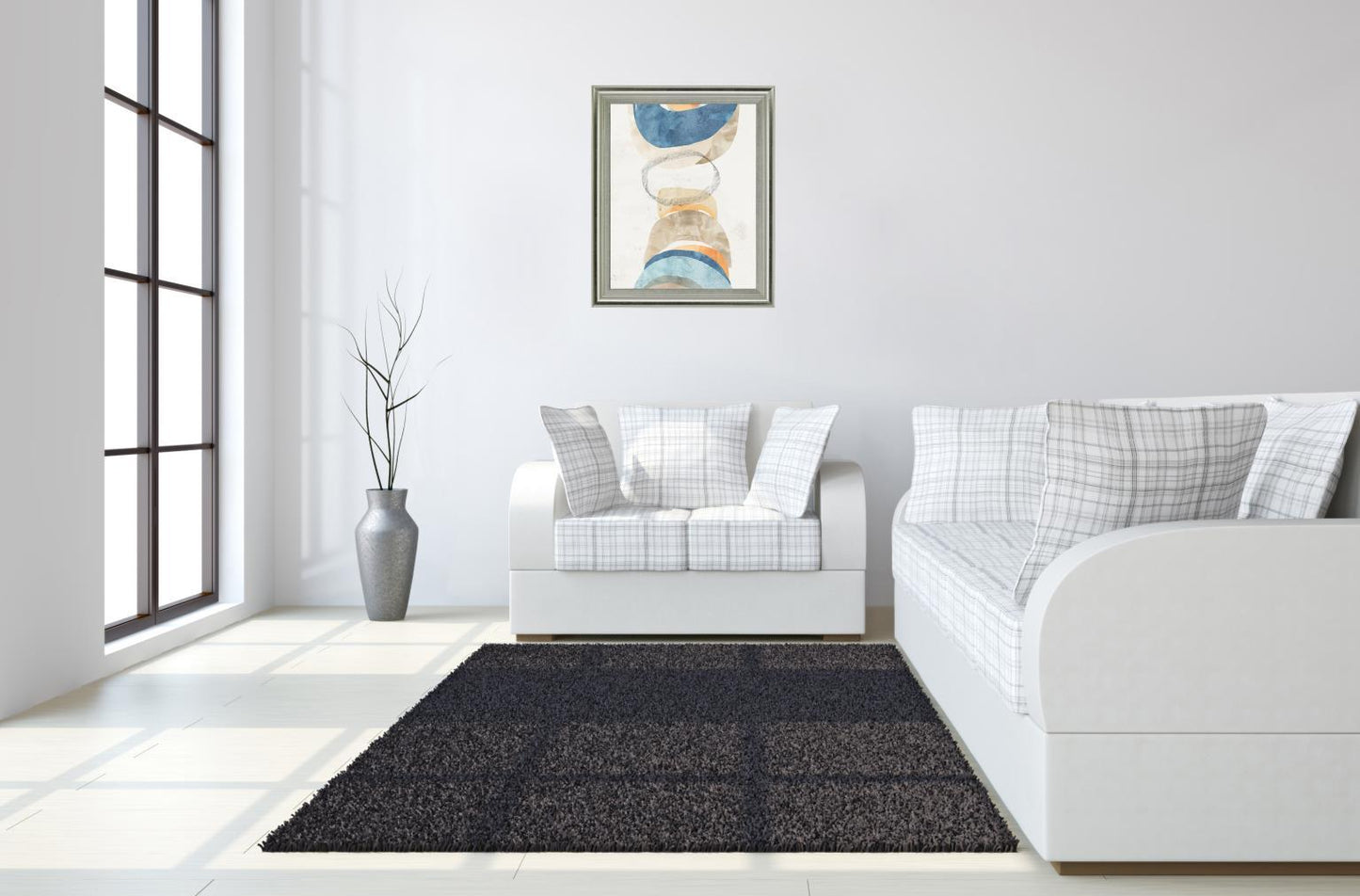 Stacked Serene Shapes - 28" x 34" Framed Wall Art - Beige