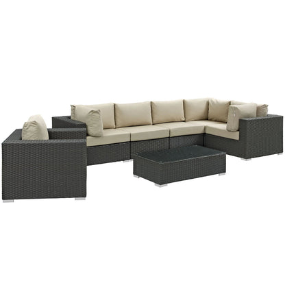 Sojourn 7 Piece Outdoor Patio Sunbrella® Sectional Set