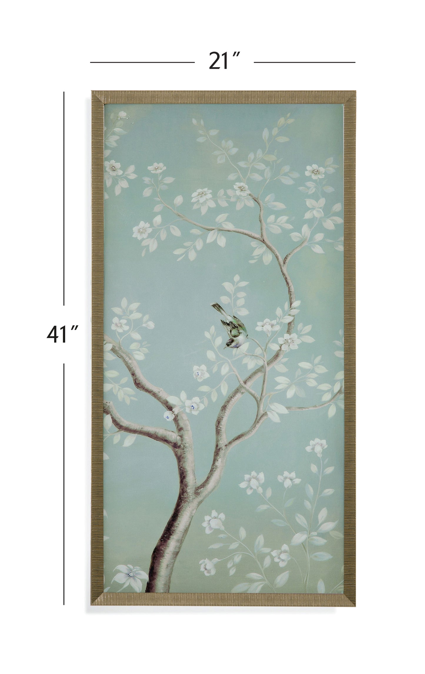 Birds & Flowers II - Framed Print - Light Blue