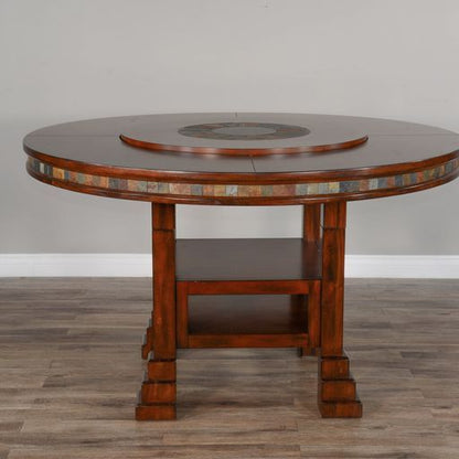 Santa Fe - 60" Round Table With Lazy Susan - Dark Chocolate