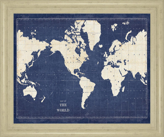 Voyager's Atlas - 28" x 34" Framed Wall Art - Blue