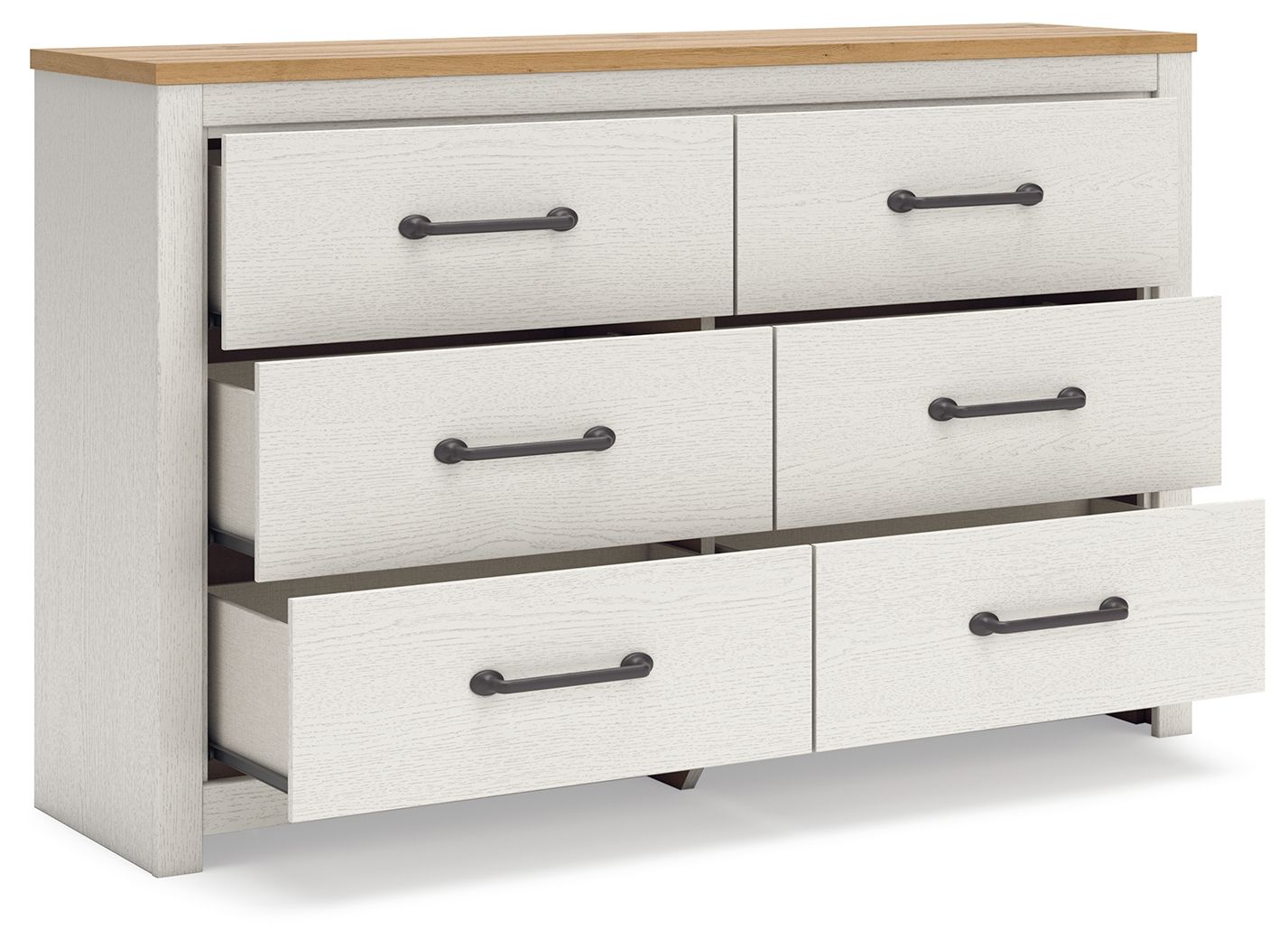 Linnocreek - White / Warm Brown - Six Drawer Dresser