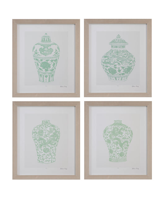 Mint Vases - Framed Print (Set of 4) - Green