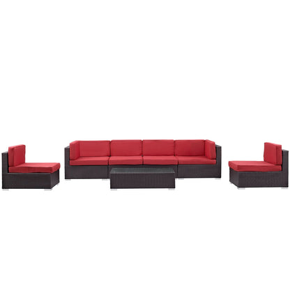 Aero 7 Piece Red Outdoor Patio Sectional Set