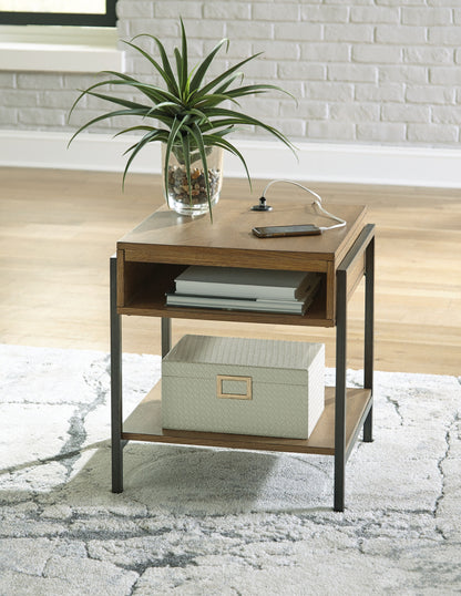 Fridley - Brown / Black - Rectangular End Table