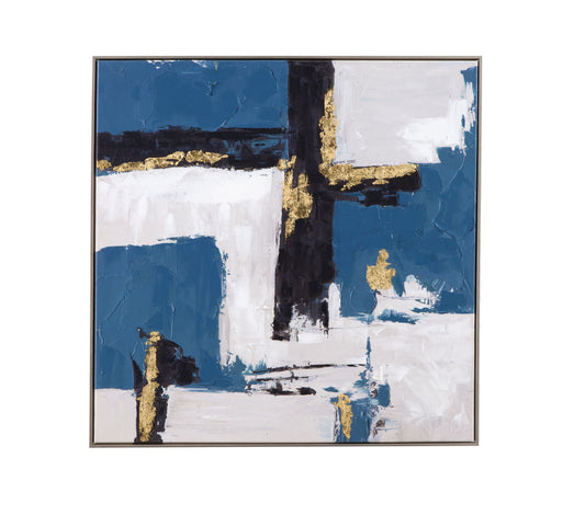 Around About - Framed Canvas - Blue / White