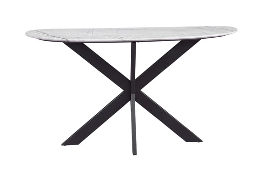 Barton - Console - Black Iron / White Marble