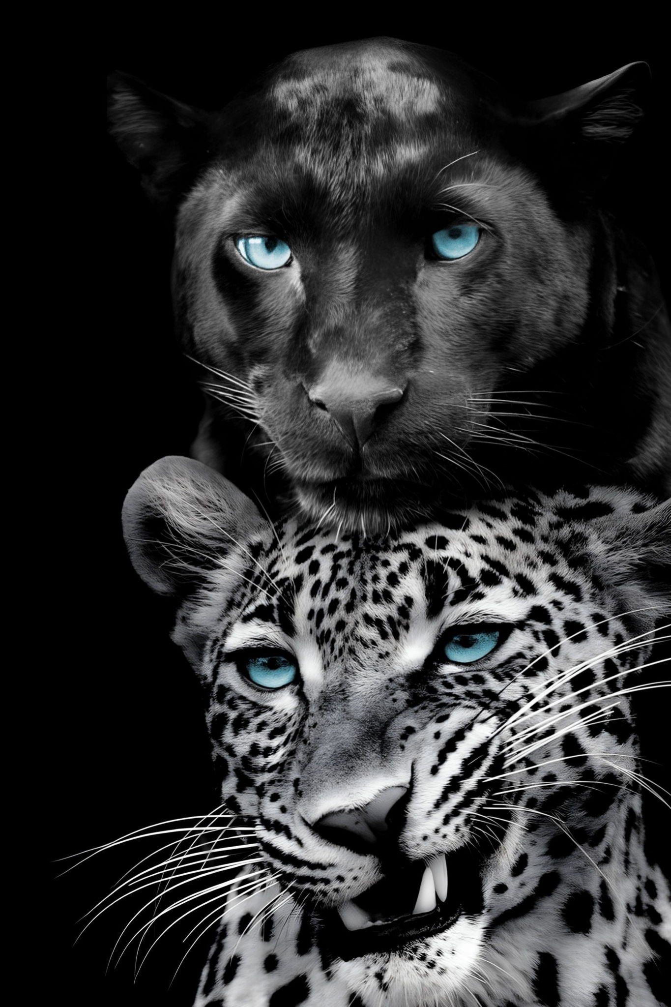 Azure Gaze Duo - 40" x 60" Framed Wall Art - Black