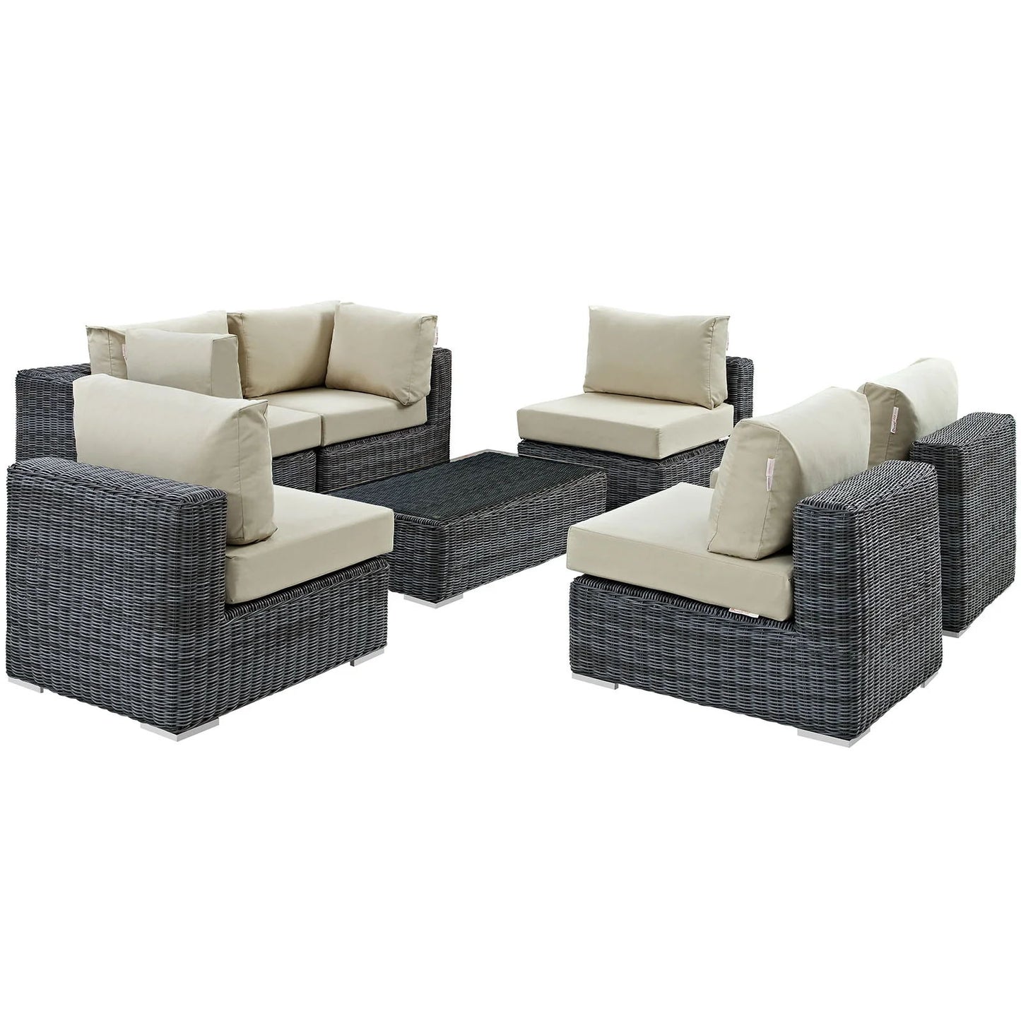 Summon 7 Piece Outdoor Patio Beige Sunbrella® Sectional Set