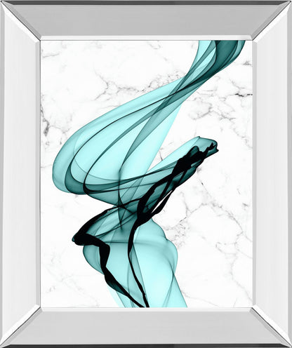 Teal Ribbons I Mirror Framed By Irena Orlov - Light Blue