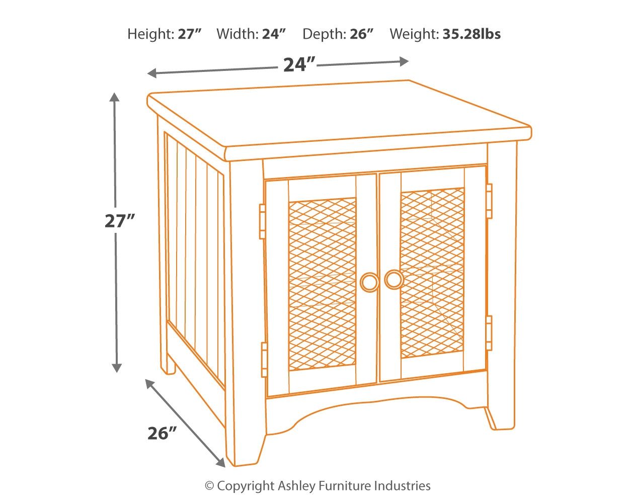 Wystfield - White / Brown - Rectangular End Table - 2 Doors