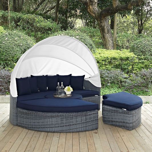 Summon Canopy Outdoor Patio Gray-Navy Sunbrella® Daybed