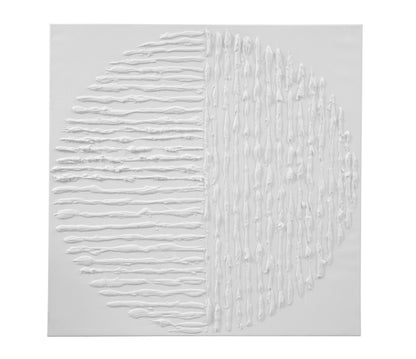 Textured - Circle Canvas Art - White